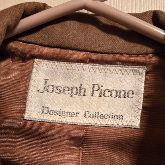 Joseph Picone Designer Collection Wool Skirt & Blazer Suit Set Camel Women's 10 - Picture 6 of 7